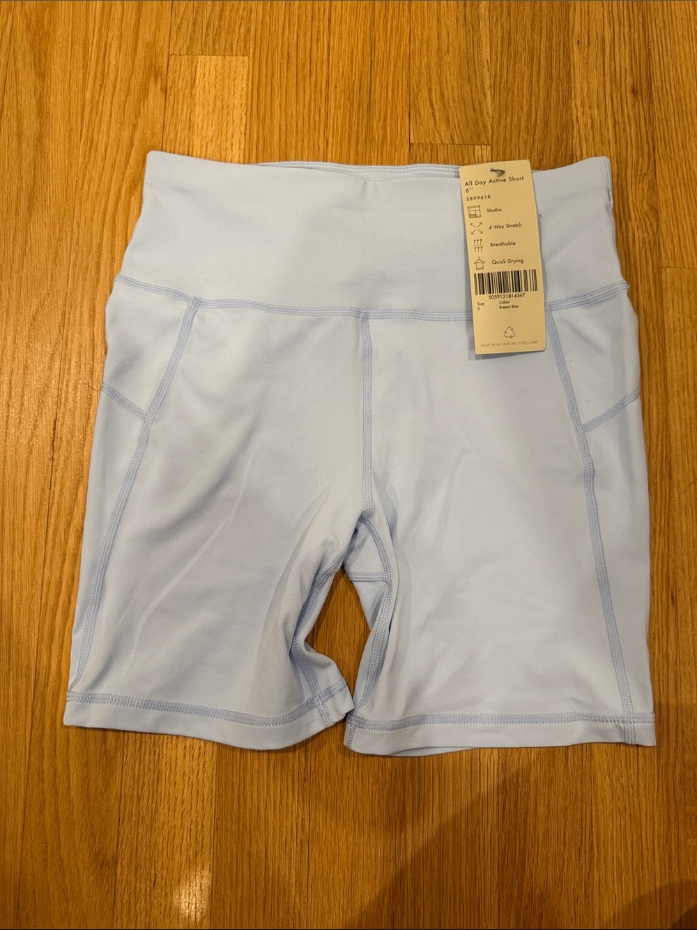Sweaty Betty Pale Blue High-Waist Bike Shorts